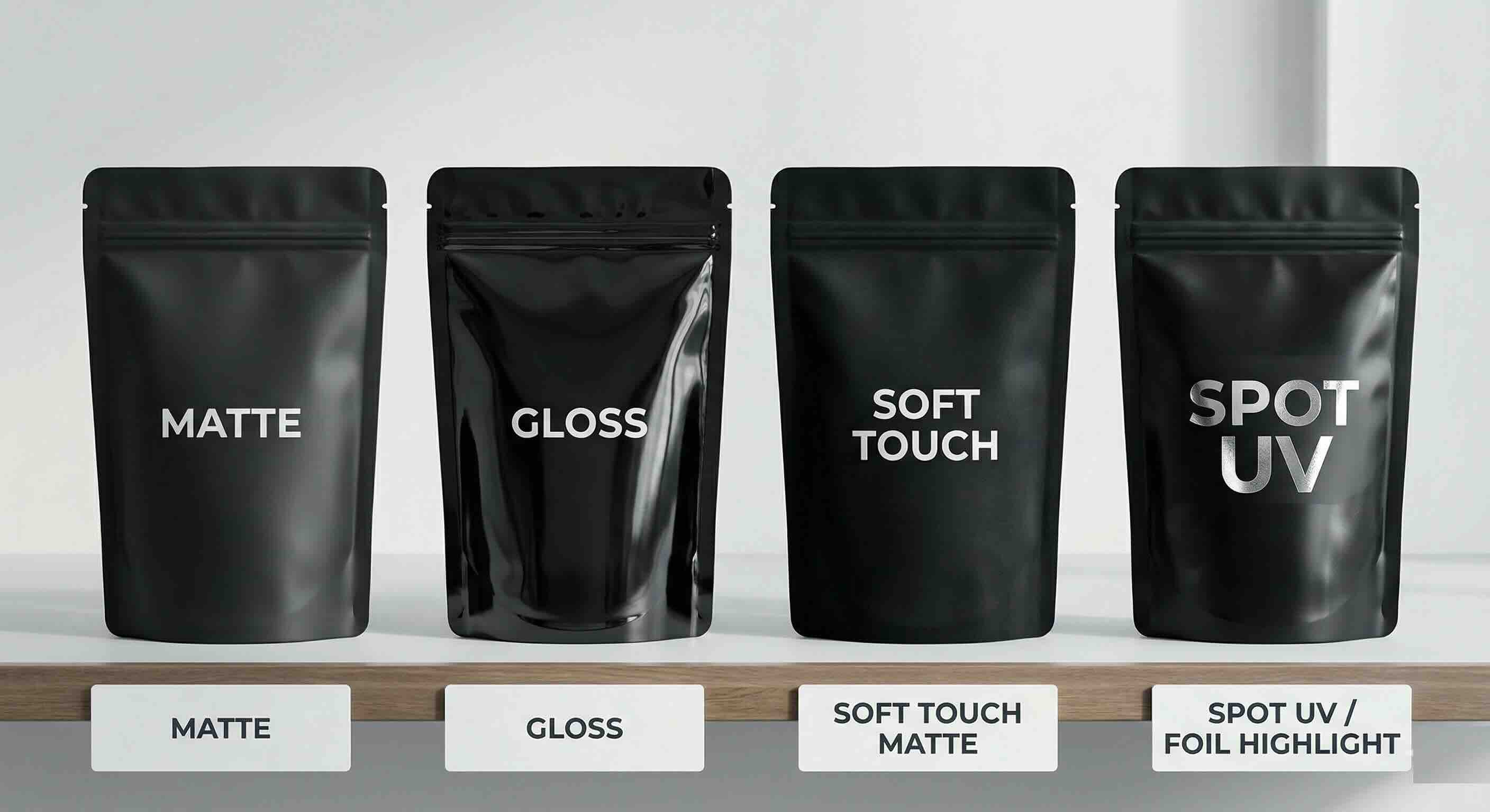 Comparison of mylar packaging print finishes