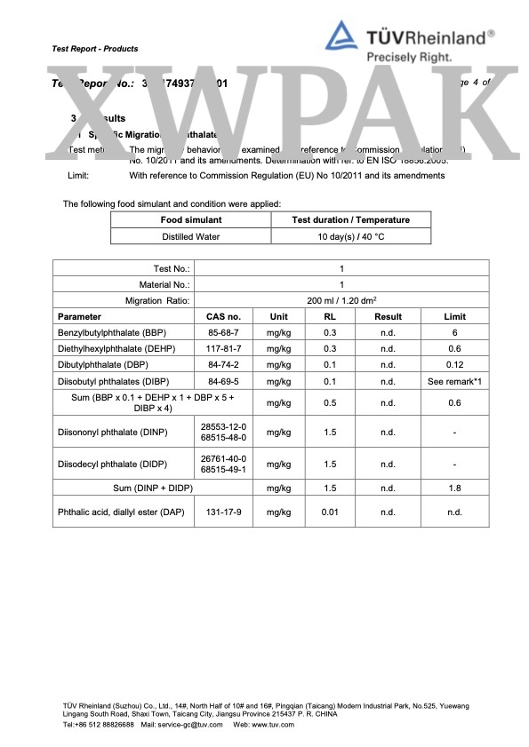 TUV Rheinland Phthalates Test General Terms XWPAK Page 7